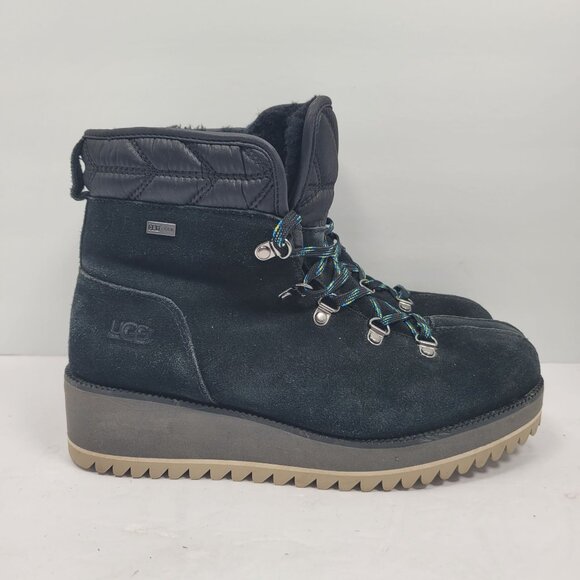 UGG Birch Shoes - UGG Birch Women's Black Lace-Up Waterproof Ankle Boots S/N 1095712 US Size 8
